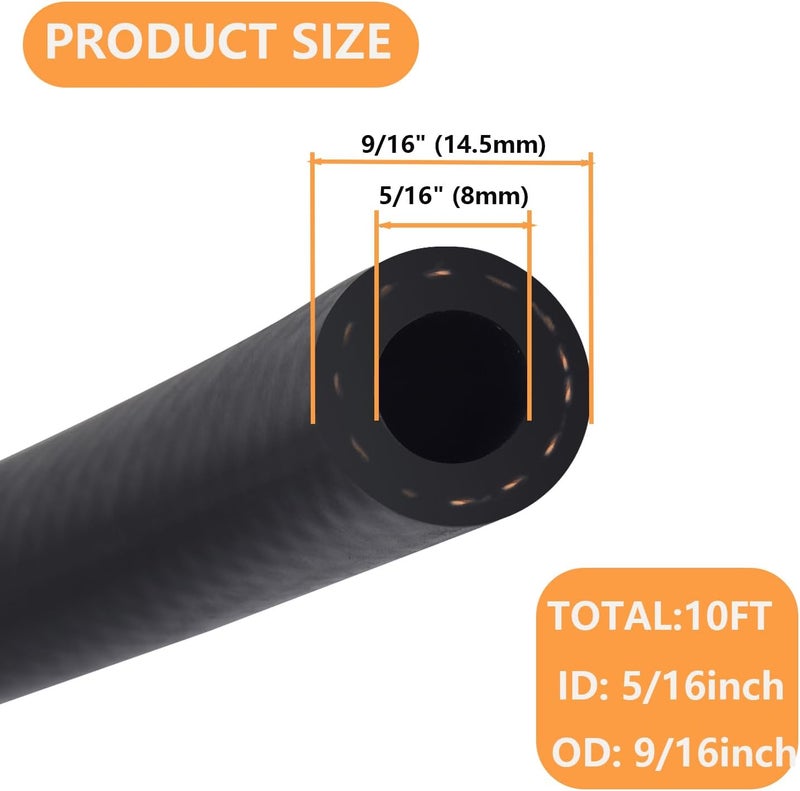 SANEMBER 5/16 Inch (8mm) ID Fuel Line,10FT Push Lock NBR Rubber Hose,Fuel Line Hose for Automotive Fuel Systems Engines (5/16" ID 10Ft) - Image 2